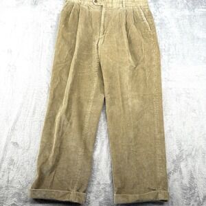 Joseph & Feiss Mens Corduroy Pants  36 x 30(28.5) Beige Pleated Cuffed‎
